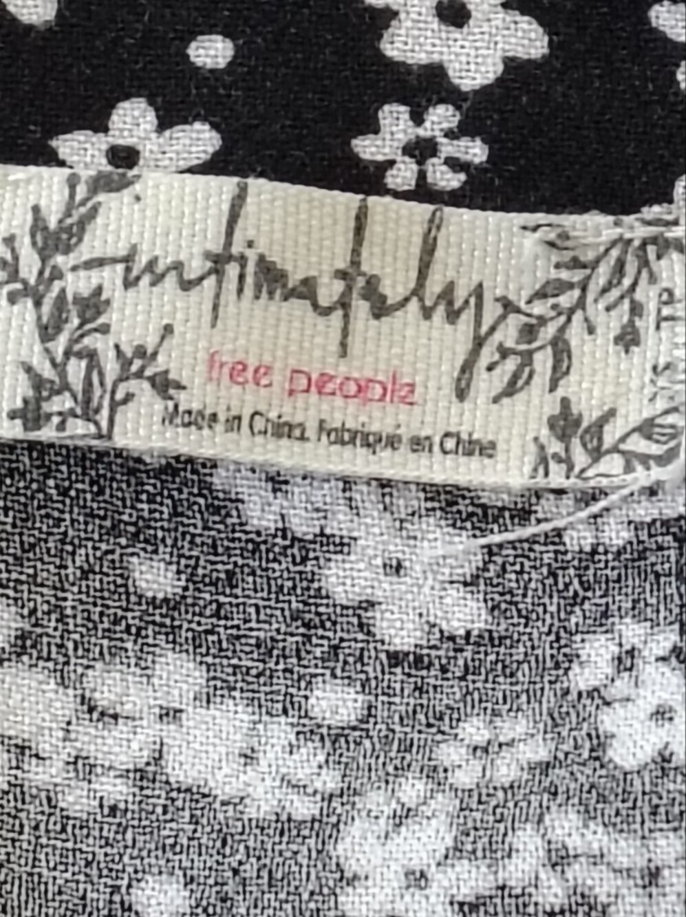 Free People Black and White Floral Button Front Blouse Size XS. - Picture 9 of 11